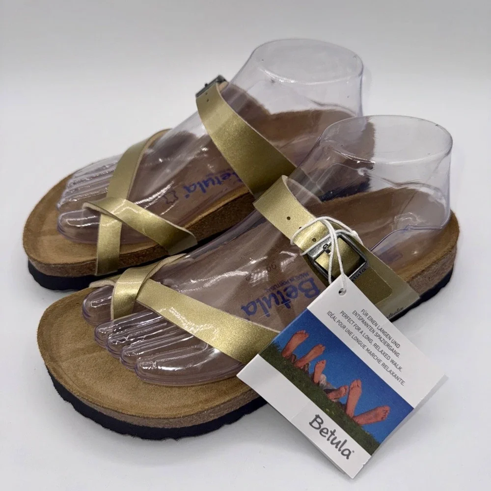 Betula Licensed by Birkenstock Mia Sandals Women's Size 6‎ EU 37 Gold Metallic